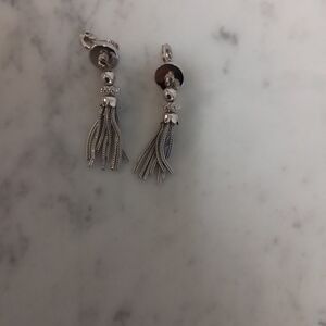 Monet Silvertone Clip On Dangling earrings